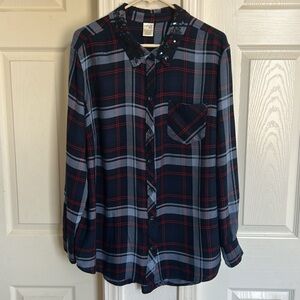 Plaid button down top Terra & Sky